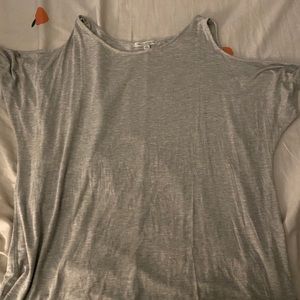 Gray Cold Shoulder Top